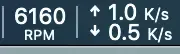 Menu bar showing very low real-time network throughput