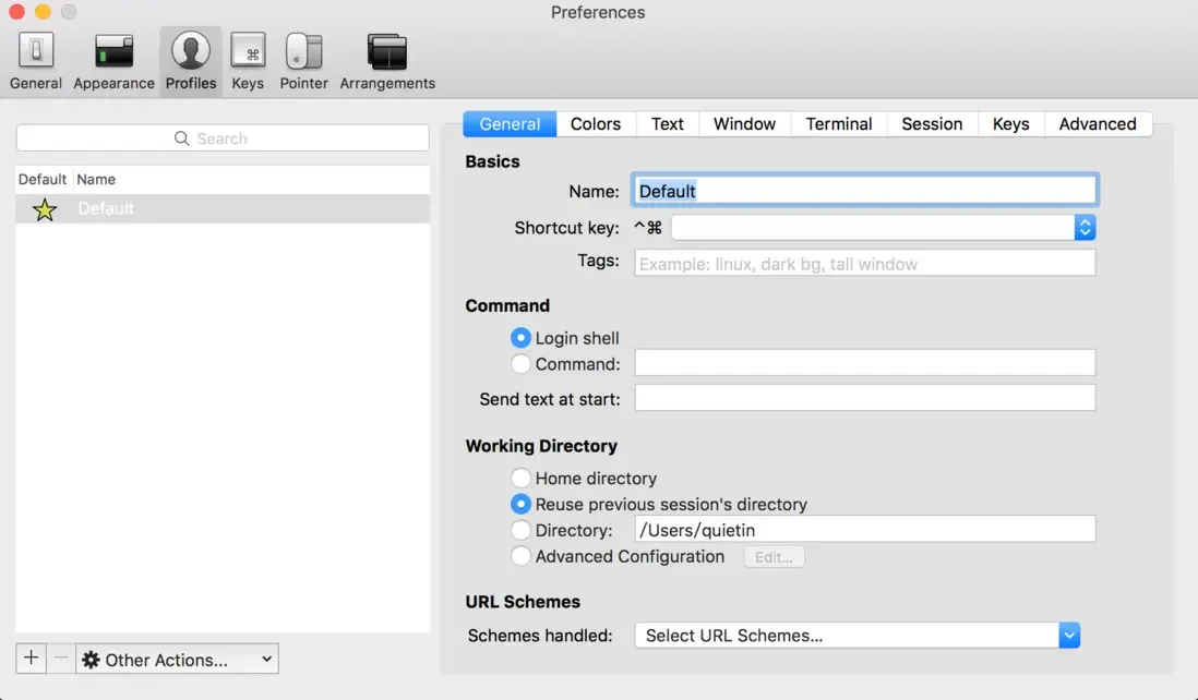 iTerm2 option for reusing the previous session directory
